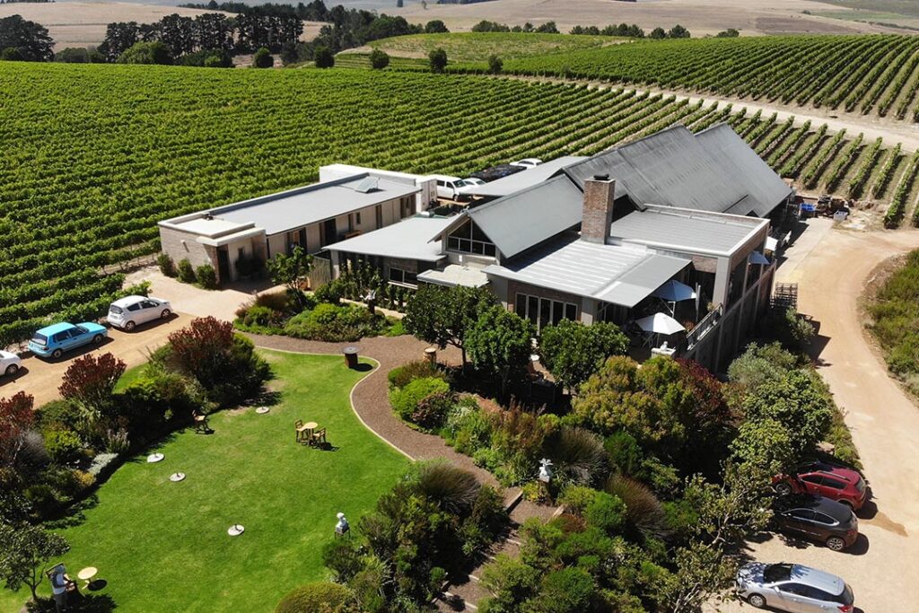 Creation Wines winery building designed by FVDM Architects in the Hemel-en-Aarde Valley, Hermanus.